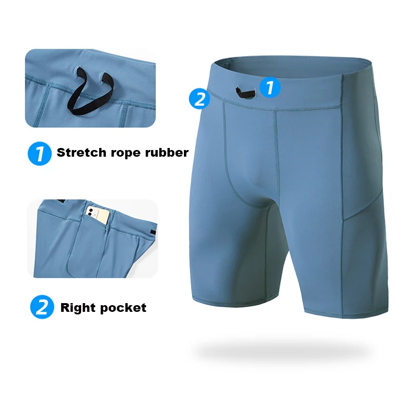 Compression Shorts Men Quick Dry Bodybuilding Tights Shorts Fitness Leggings Elastic Waist Sport Bottoms Gym Running Shorts Men 5