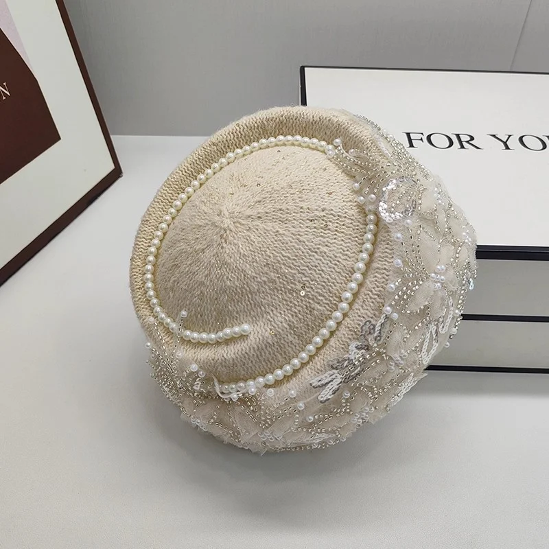 Knitted Beret - Pearl