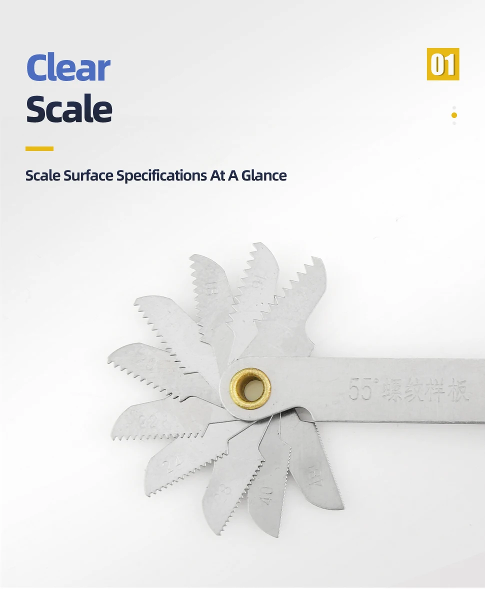 Description Picture 2 of item55/60 Degree Thread Plug Gauge Metric Imperial Gear Tooth Screw Pitch Gauges Carbon Steel Measuring Tool Tap Thread Measurement