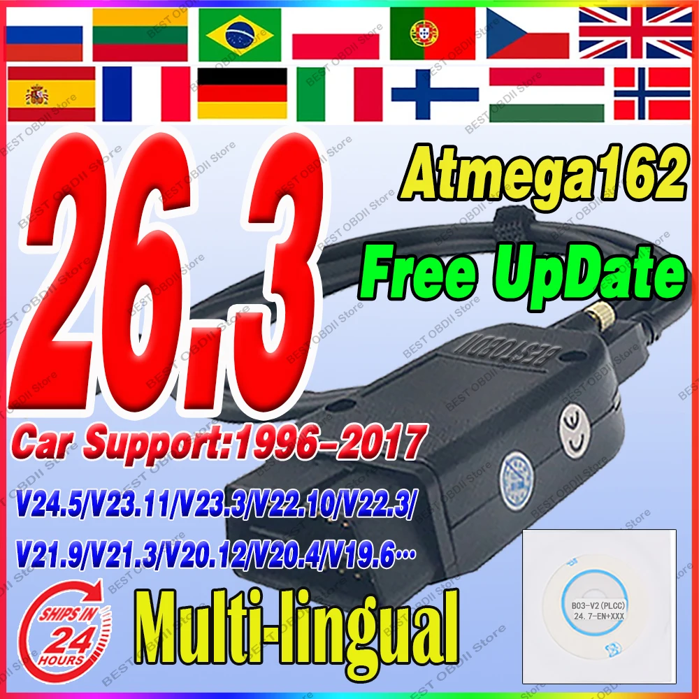 2026 Newest V26.3 V24.7 VCD'S VAGCOM Scanner Tools Scanne Diagnostic HEX Atmega162 V2 Tools FOR V-W AU-DI Sko-da Se-at español