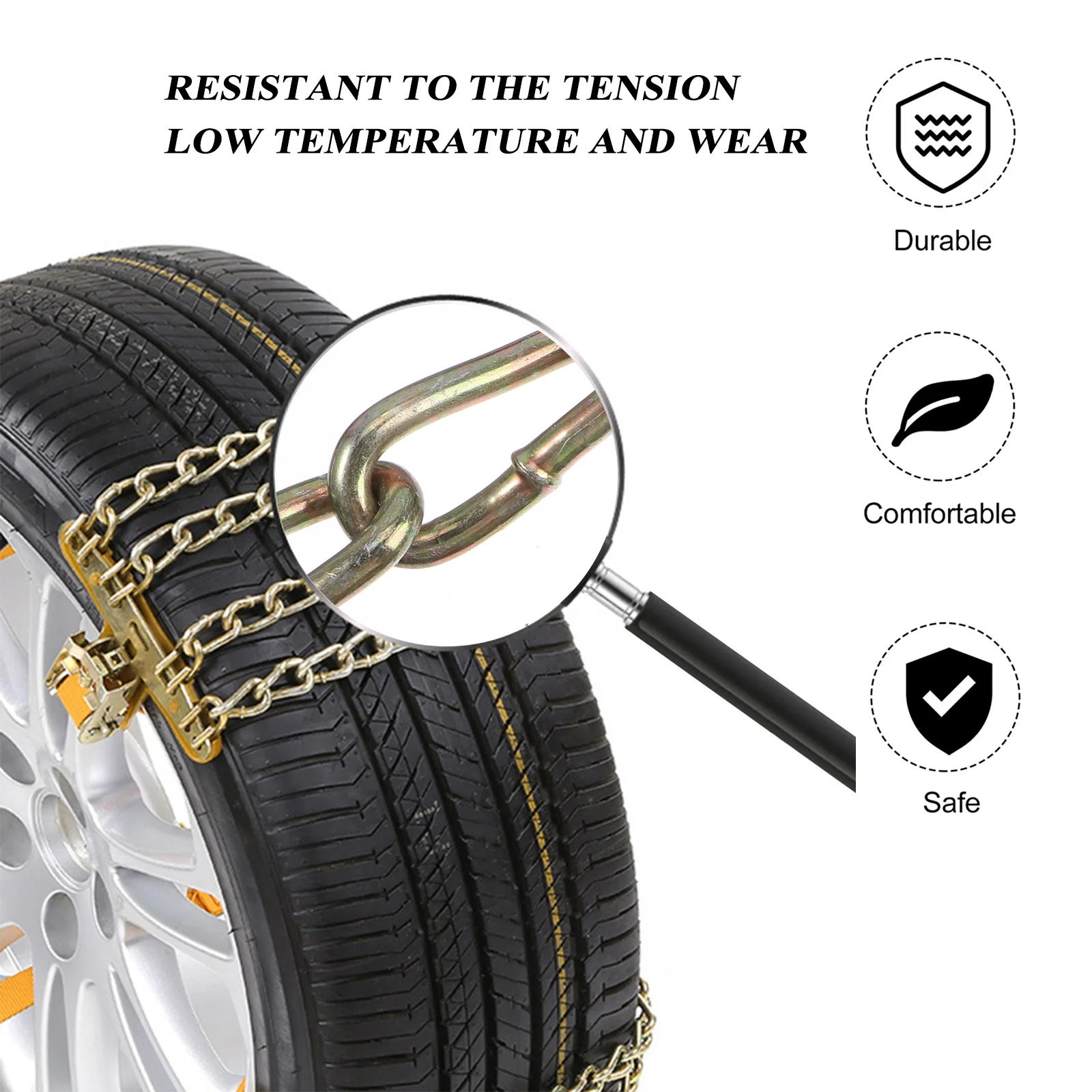 4Pcs Snow Tire Chains Wear Resistant Pad Winter Ice Chain Anti Skid Car Wash Maintenance SUV Wheel Strong Tire Chains Car Wheel Anti Skid Pad
