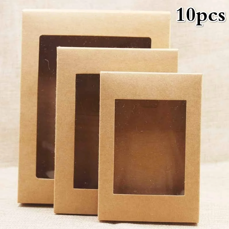 10 Stück DIY-Papierbox mit Fensterpapier, Geschenkbox, Kuchenverpackung für Hochzeit, Zuhause, Party, Muffin-Verpackung – Detail 1