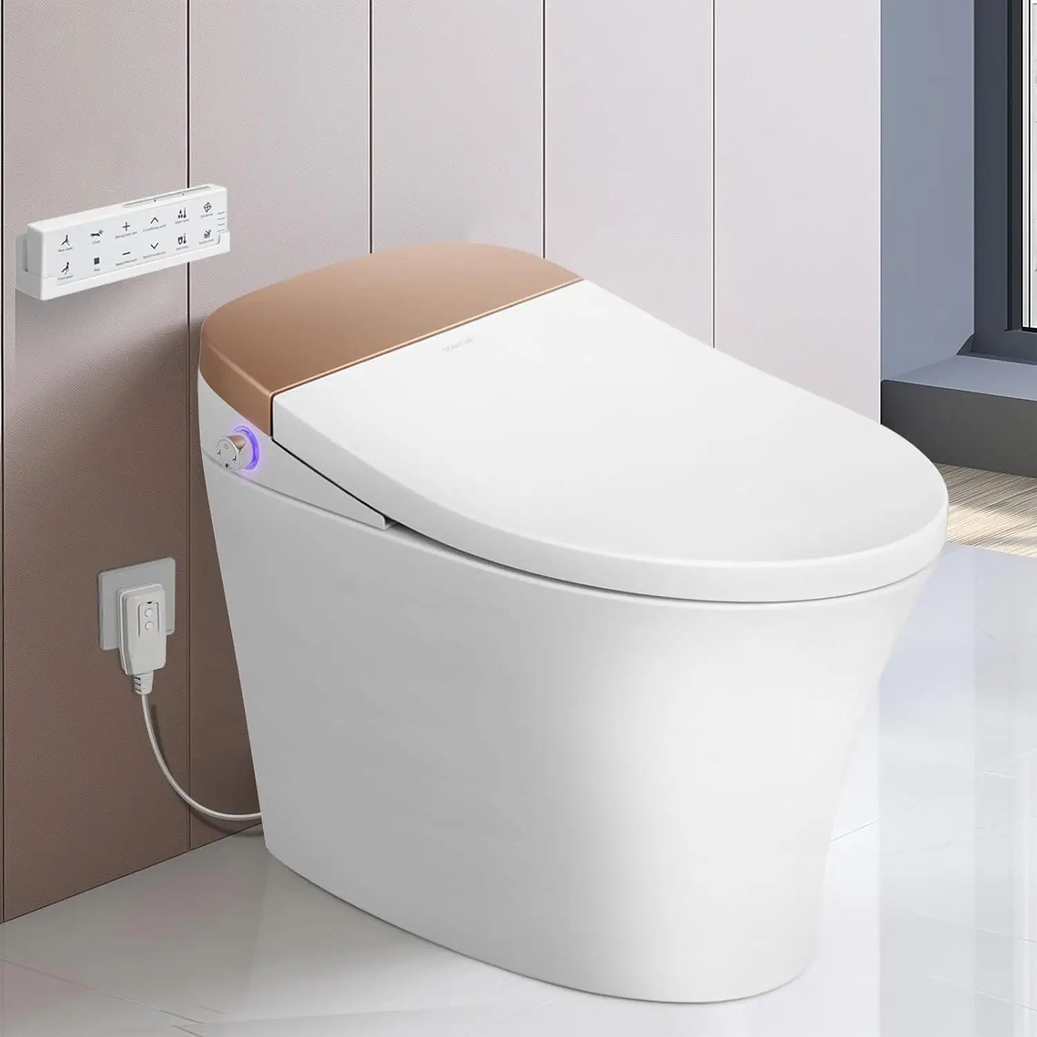 Smart Toilet Bidet Toilet Foot Sensor Flush Heated Seat Multi Function Remote Control Soft Closing Seat Smart Bidet Automatic 6