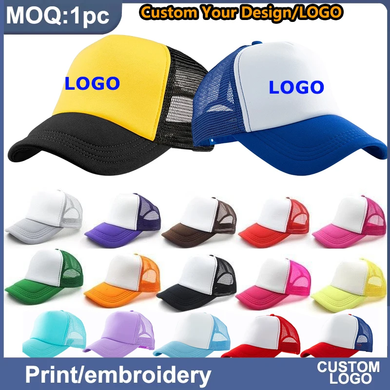 Baseball Caps Personalized Logo Trucker Hats Men Women Foam Mesh Hats Sports Team Custom Logo Sun Hat Snapback Adult Gorras Caps