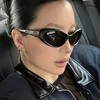 Fashion Y2K Candy Colour Retro Cat Eye Oval Sunglasses Black Small Frame UV Protective Sunglasses Outdoor Outing Party Glasses