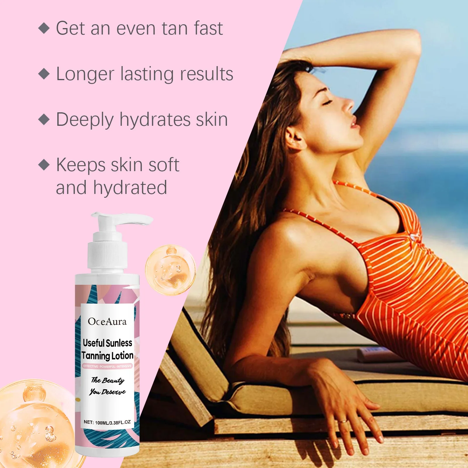 Sunless Tanning Lotion For Tanner Accelerator Body Natural Glow Dark Skin Color Lasting Sexy Solarium Nourish Tan Boosting Cream