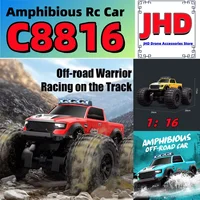JHD For 2025 New JJRC C8816 Amphibious RC Car 4WD Off-Road Climbing Monster Truck with LED Light 4-wheeled Bigfoot Buggy C8816