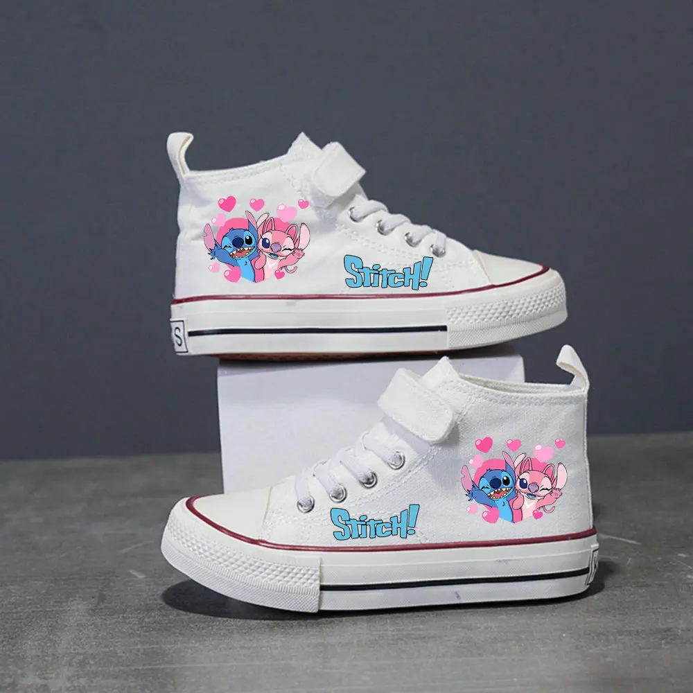 Lilo And Stitch Children's Canvas Shoes Girls Boys High Top Shoes Disney Kids Sneakers 25-37 Size