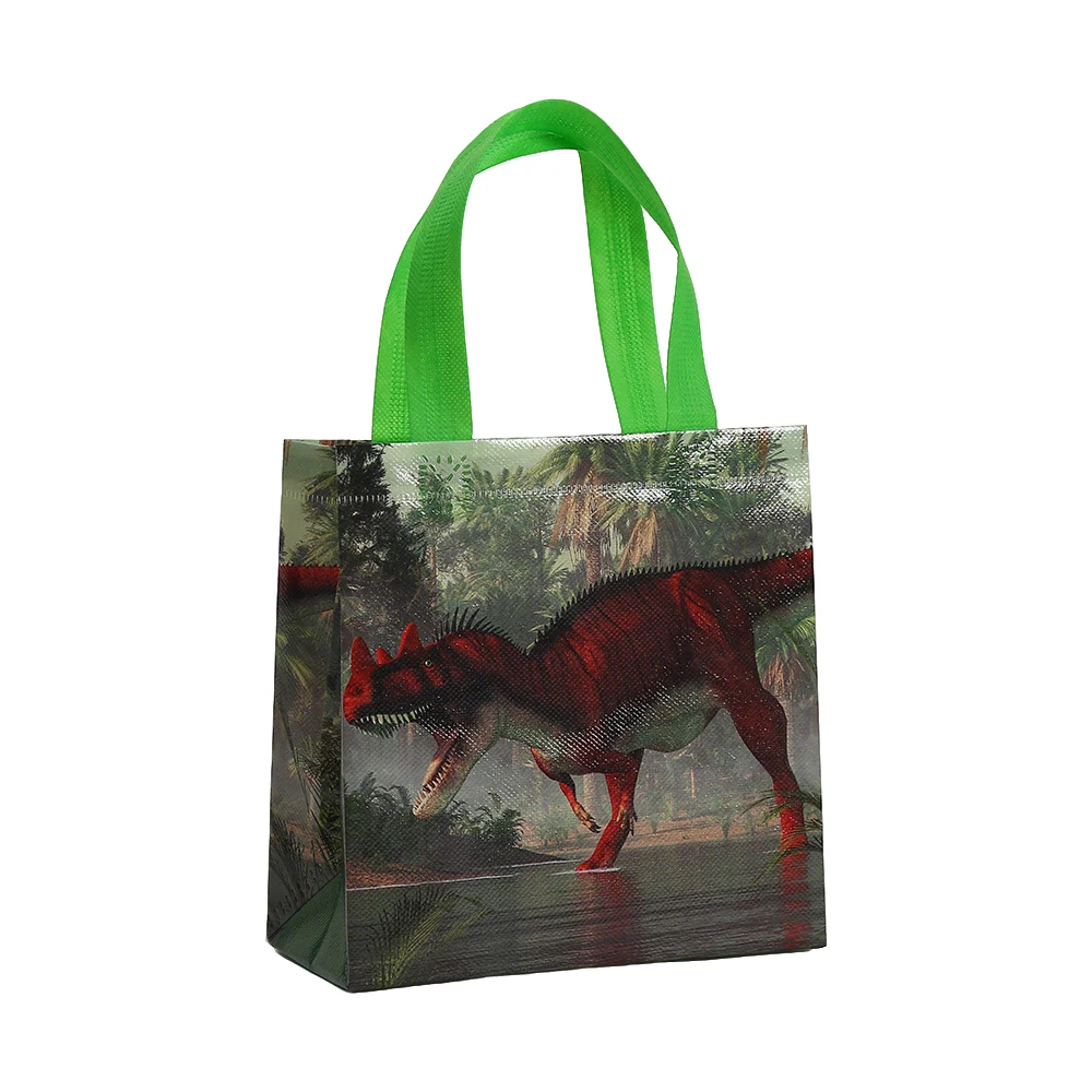 6 Stücke Dschungel Dinosaurier Thema Vlies Geschenke Verpackung Taschen Einkaufstasche Tasche für Kinder Jungen Geburtstag Baby Shower Party Dekoration – Detail 7
