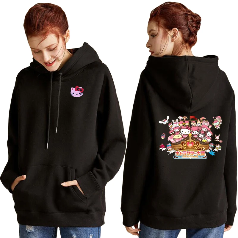 

Женская флисовая толстовка с капюшоном, Милый хлопковый пуловер с карманами и мультяшным принтом пиратского корабля и вышивкой кота розового цвета на осень и зиму