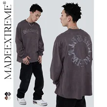 

MADEEXTREME Retro distressed gothic sweatshirt men street hip hop couple clothes oversized sweatshirt man hoodies