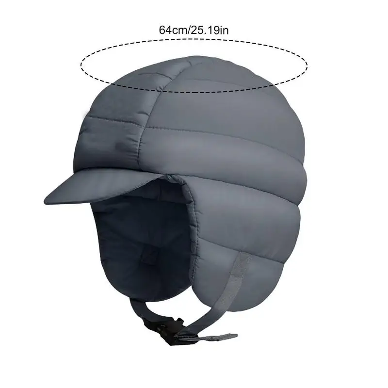 Down Hats For Men Warm Ski Down Earflap Hats Ultra Lightweight Waterproof Windproof Fleece Warm Beanie Hat