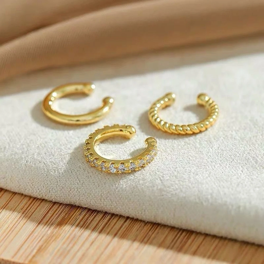 SUMENG Zircon Cute Clip Earrings Buckle Cuff No Piercings Fake Cartilage Women Jewelry