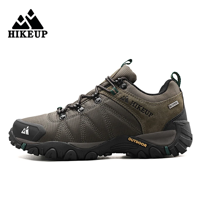 HIKEUP-Zapatillas de senderismo antideslizantes para hombre, zapatos transpirables resistentes al desgaste, a prueba de salpicaduras, para escalada, turismo y montaña