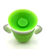 360 Degrees Can Be Rotated Baby Learning Drinking Cup with Double Handle Flip Lid Leakproof Silicone Infants Water Cups Bottle 3