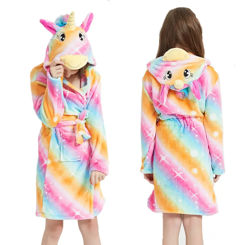 Children Bathrobe For Girls Kigurum Unicorn Pyjamas Boys Hooded Bathrobe