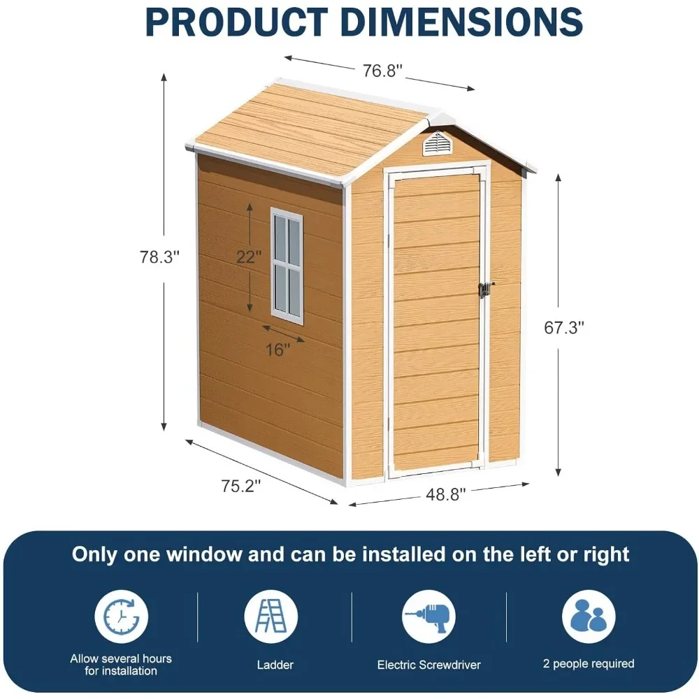 4x6 FT Outdoor Storage Shed, Metal Storage Sheds with Double Sliding Doors,Large Waterproof Bike Shed Cabanons De Jardin images - 6