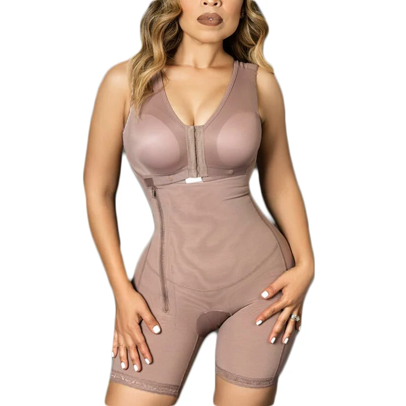 V Neck Girdle With Sleeveless Bra (Side Zipper) With Hooks Slimming Belt Sexy Lingerie Sheath Woman Flat Belly