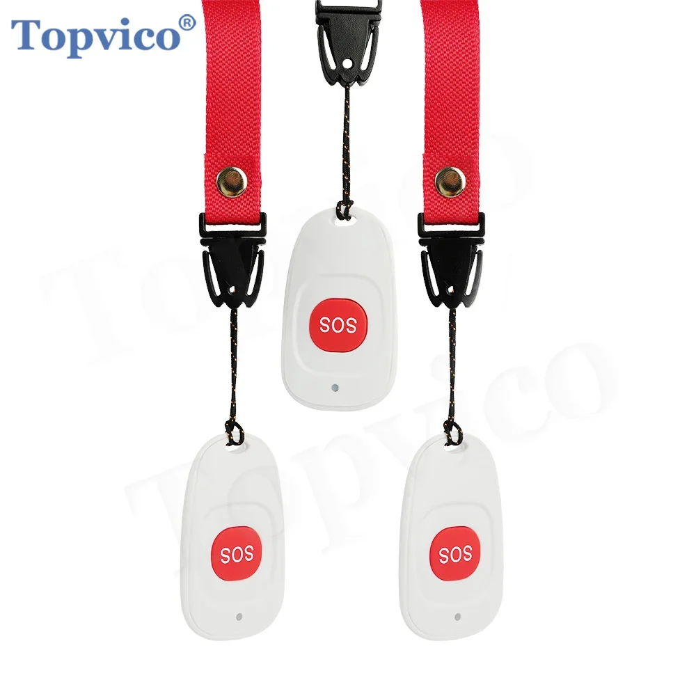 Topvico1/2/3pcs SOS Panic Button RF 433mhz Emergency Button Elderly Alarm Keychain Controller Old People GSM WIFI Home Alarm