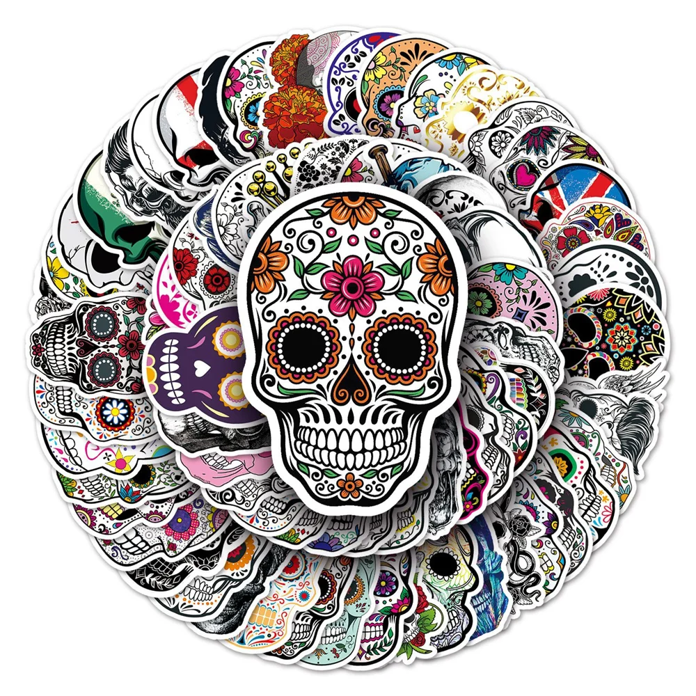 

10/30/50PCS Cartoon Skull Personality Graffiti Creative Sticker Desk Guitar Computer Refrigerator CarWaterproof StickerWholesale