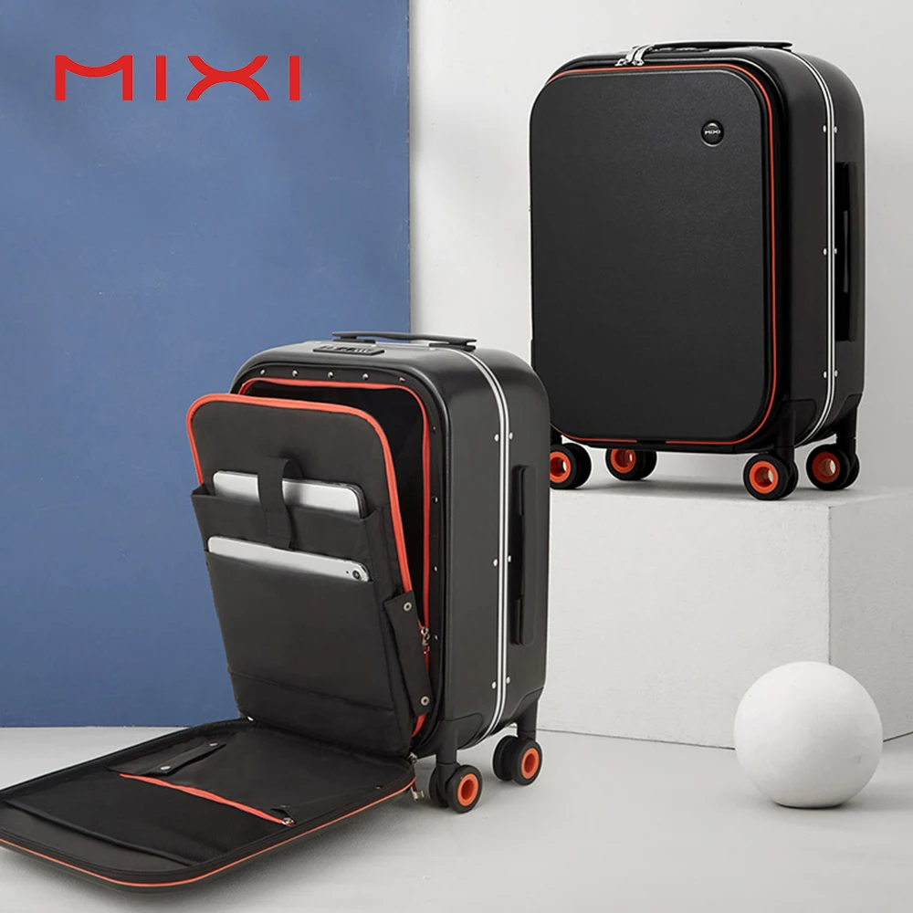 Mixi 2023 새로운 혁신적인 디자인 가방 하드 사이드 롤링 수하물 PC 스피너 휠 트롤리 케이스, 알루미늄 프레임