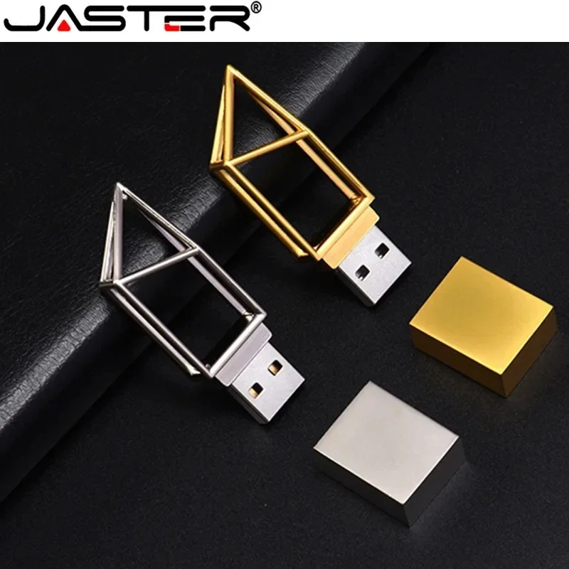 Usb Flash Drive Flash Drive JASTER USB Flash Drive 2.0 Mini Metal Cutout Silver Gold 4GB 8GB 16GB 32GB USB Stick Pen Drive Free Perfect Gift