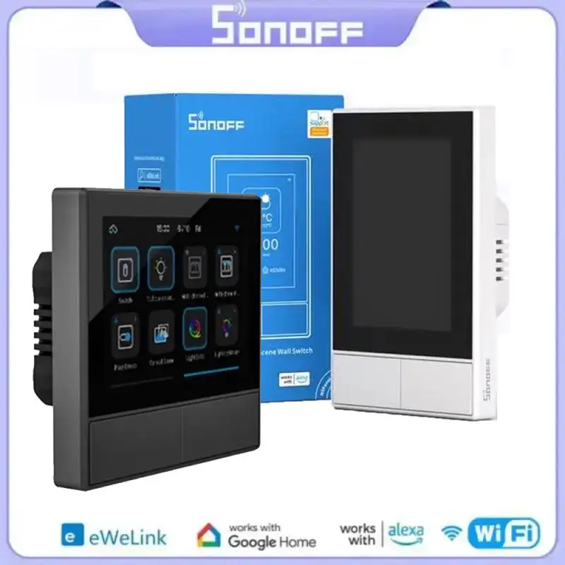 Sonoff Ns Panel White Smart Scene Wall Switch Eu/ Us Wifi Smart Termostato Display Switch Control Tramite Ewelink Alexa Google Home