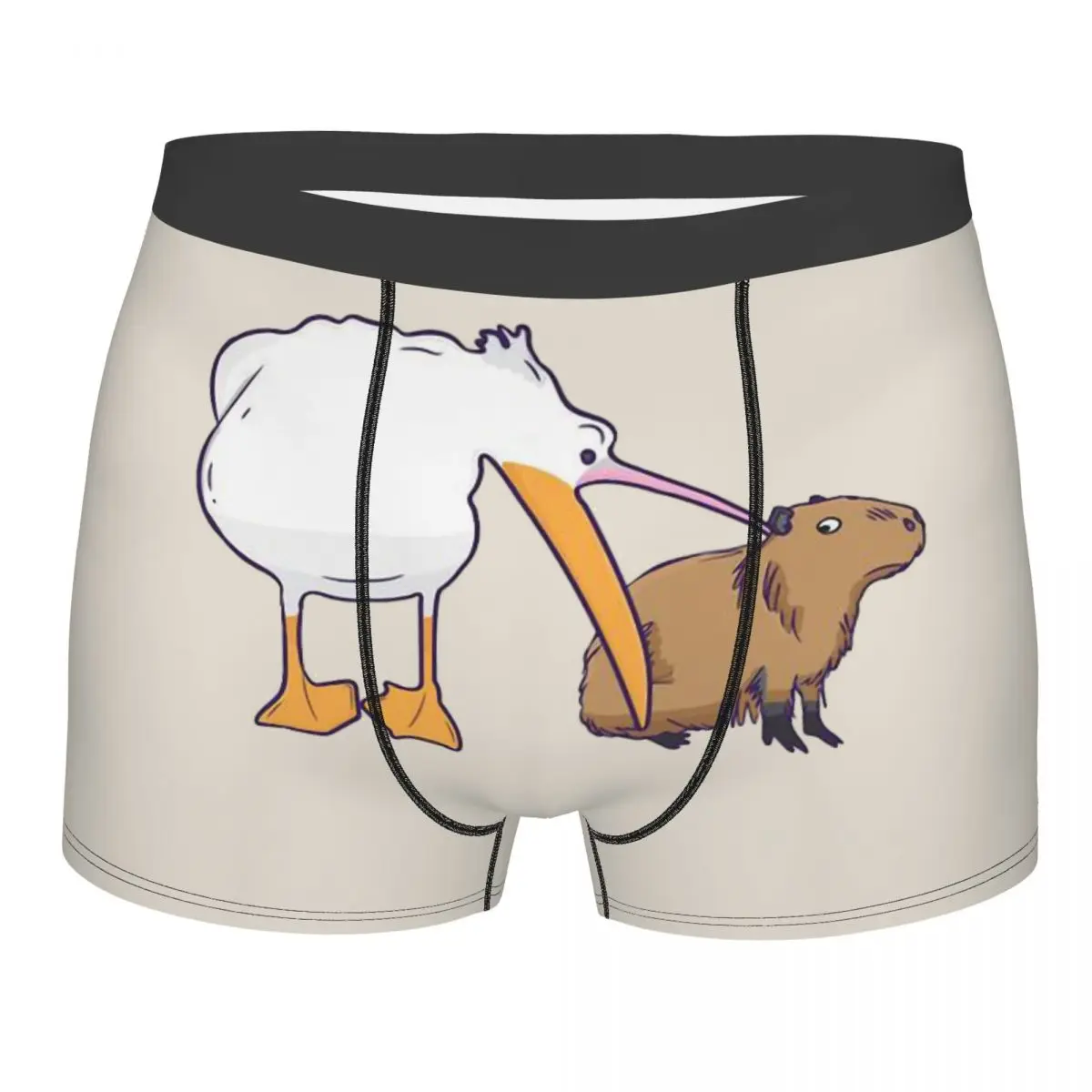 

Pelican And Capybara Men's Boxer Briefs, Highly Breathable Underpants,High Quality 3D Print Shorts Gift Idea