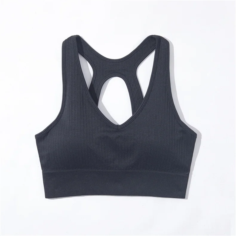 SVEIC Ribbed Sports Bra Yoga Seamless Underwear Gym Tops Women Sportswear Outdoor Vest Fitness Training Running Workout Clothing