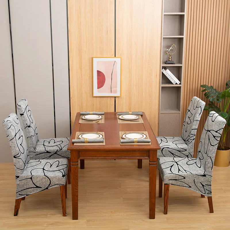 Printed King Back Chair Cover for Dining Room Kitchen Banquet XL Size Stretch High Back Chair Covers Anti-dirty Decor Seat Case 4