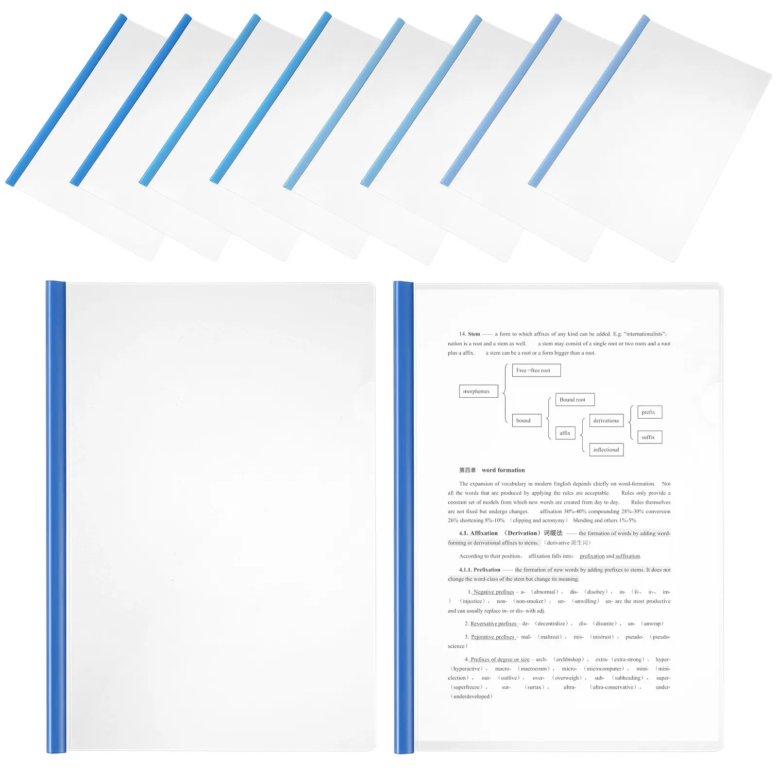 10Pcs 이력서 포트폴리오 폴더 A4 슬라이드 바인더 사무실 학교 보고서 표지용 플라스틱 문서 정리함