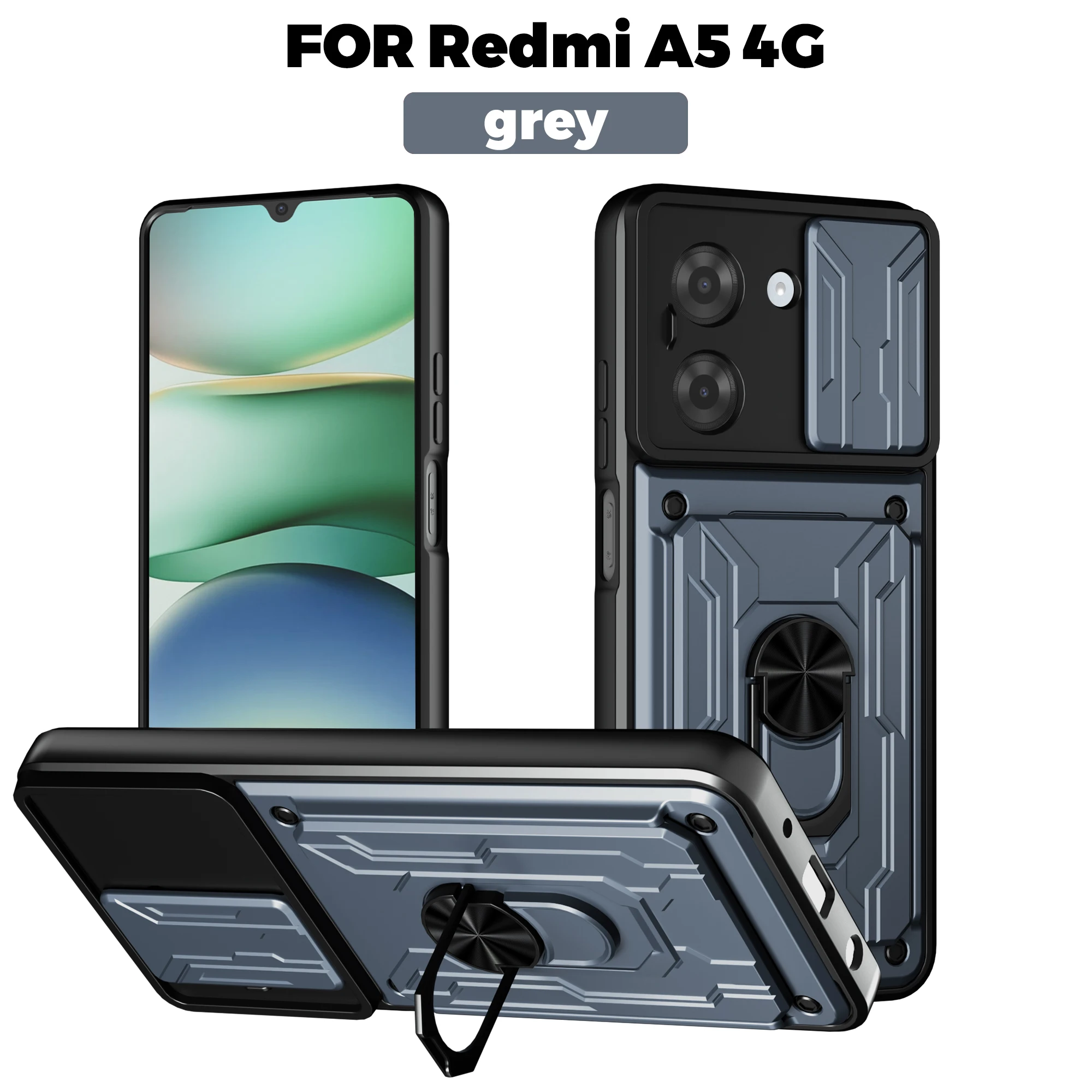 Rugged Armor Magnetic Bracket Case with Card Storage and Slide Camera Protection Cover