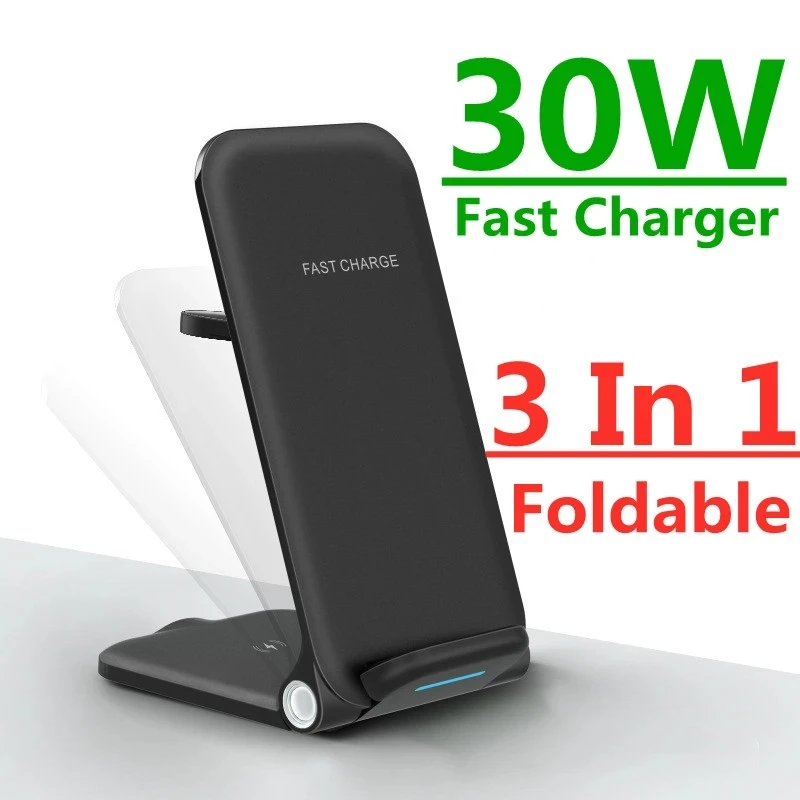 30W Wireless Charger Stand For iPhone 13 12 11 Pro X XS Max XR 8 Samsung S21 S20 S10 Qi Fast Charging Dock Station Phone Holder