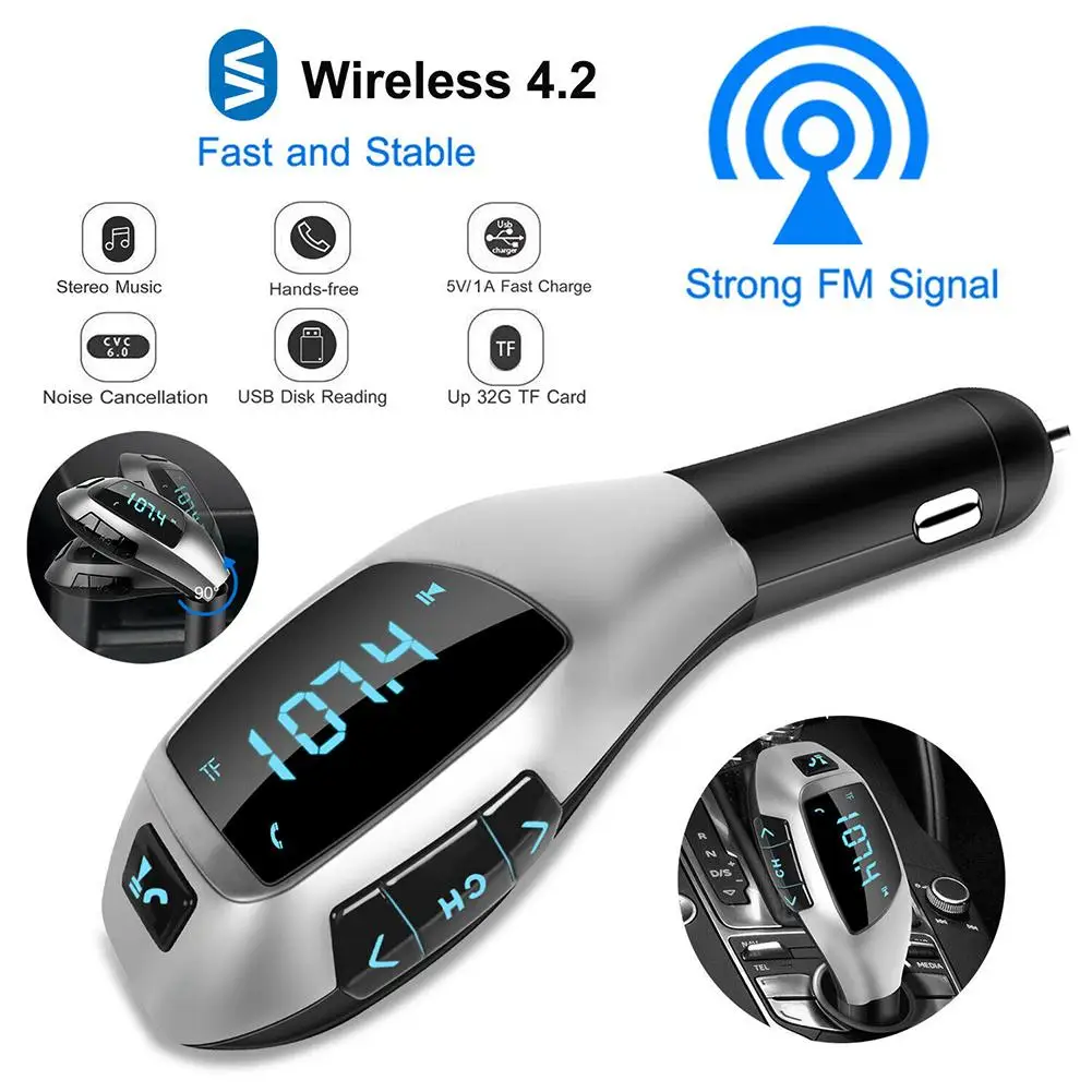 X5 Car Wireless Fm Transmitter fm transmitter Bluetooth-compatible Hands-free Mp3 Player Usb Charging Port Supports U Disk Tf