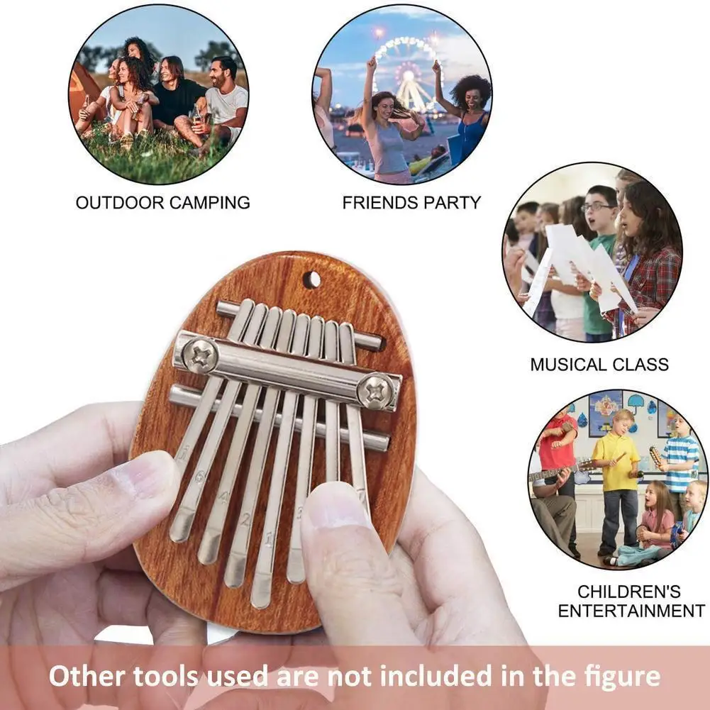 8 Key Mini Kalimba Thumb Piano Wooden Small Wearable Musical Instrument