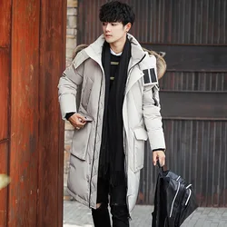 2023 New Men Hooded Warm Jacket Fashion Casual Loose Zipper Down Coats Thicken Multi-Pocket Big Fur Collar Male Overcoat