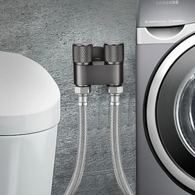 ก๊อกน้ำเครื่องซักผ้าแบบควบคุมสองทาง G1/2 1 เข้า 2 ออก วาล์วสามทางสำหรับห้องน้ำ อ่างล้างจาน อ่างล้างหน้า อุปกรณ์เสริมก๊อกน้ำ 5