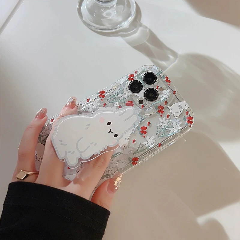 Cute Rabbit Grip Holder Phone Case with Enhanced Protection and Style