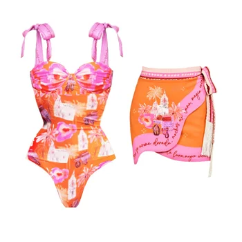 Push Up One Piece Swimsuit With Cover Up Sexy Swimwear Women 2026 Patchwork Swim Suits Female Bikinis Sliming Bodysuit Beachwear