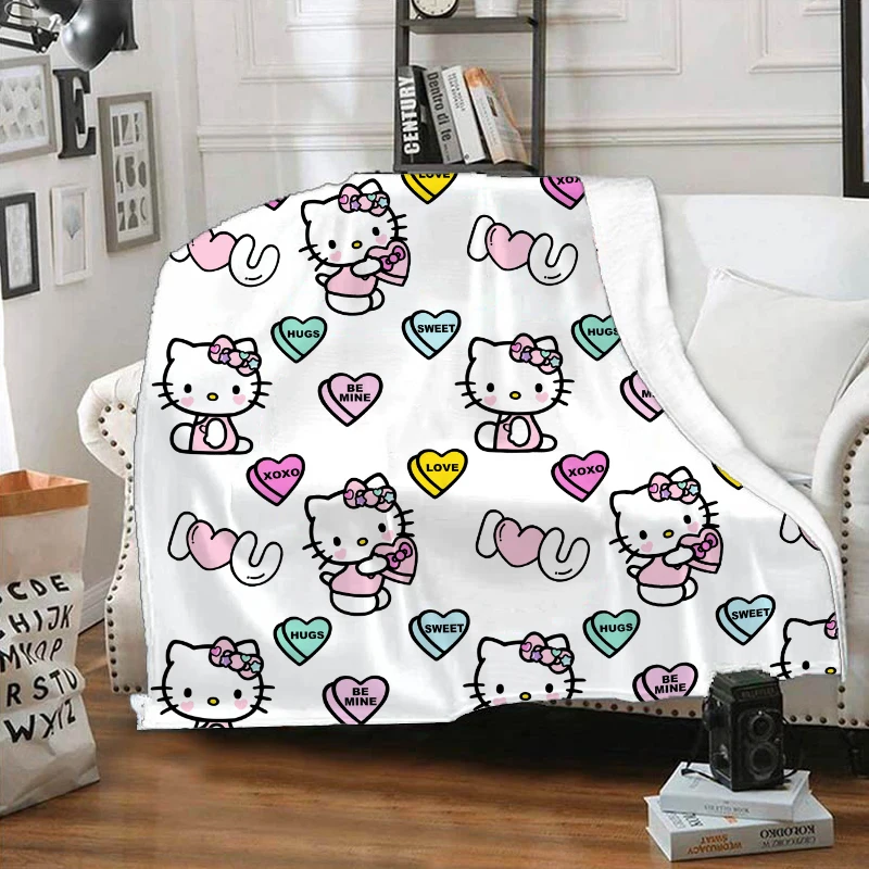 Покрывало Фланелевое на День святого Валентина с надписью «Hello Kittys»