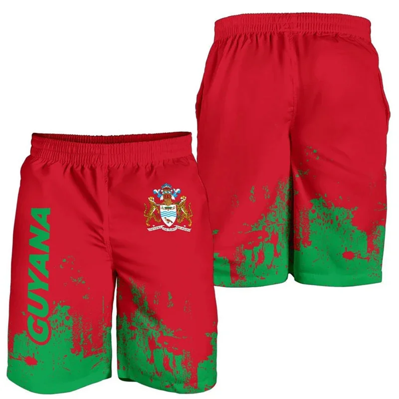 Guyana Flag Map 3D Printed Short Pants For Men Clothes Casual Hawaii Beach Shorts Guyanese National Emblem Trunks Male Trousers 4