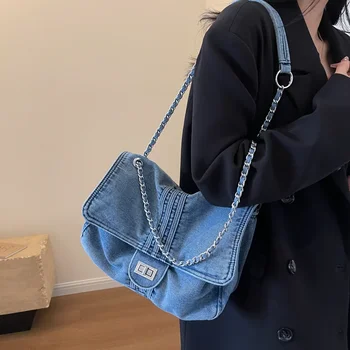 Borse a tracolla in Denim Hobo per donna 2024 nuove tendenze borse e borsette borsa a tracolla Multi tasche Totes di grande capacità