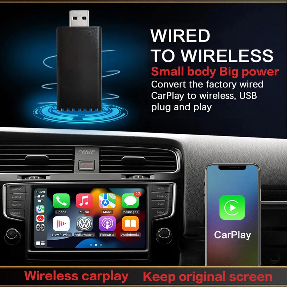 Wireless Carplay Adapter For Oem Car Navigation Wifi Stereo Convert The Factory Wired Carplay To