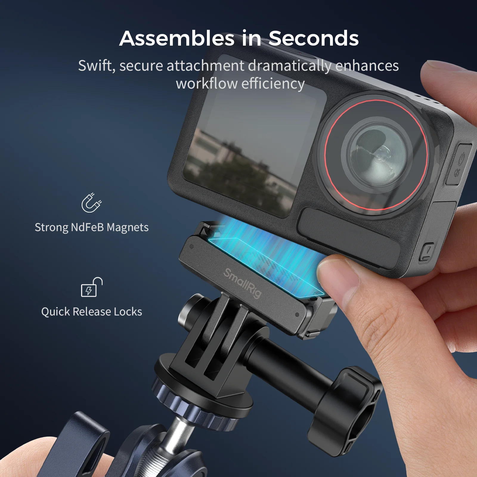 스몰리그 어댑터 DJI 오스모 360 / 액션 5 프로/4/3 유니버설 액션 카메라 마운트 매직 암 셀피 넥 마운트 5813 지원