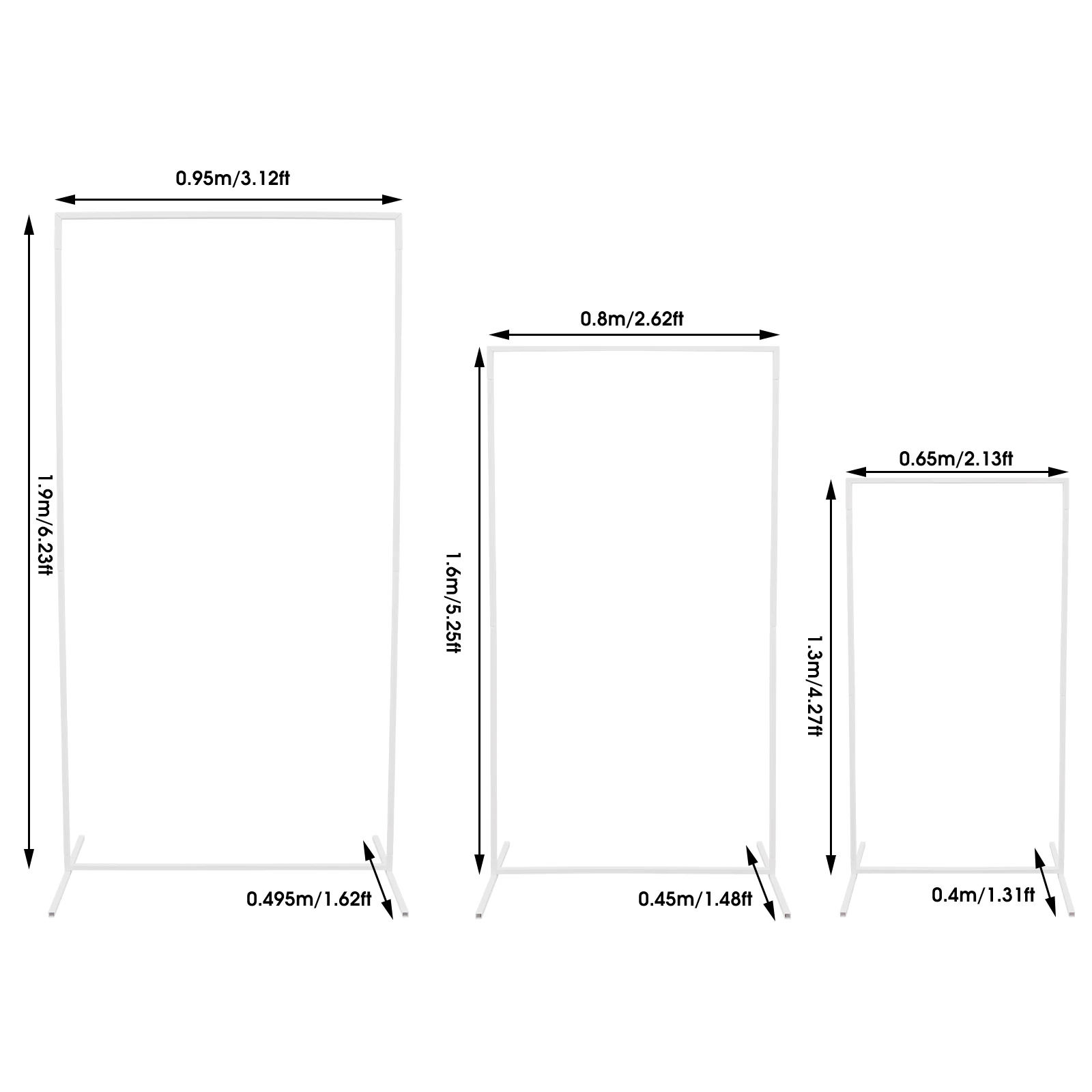 3Pcs Rectangular Balloon Arch Metal Backdrop Stands Flower Stands for Wedding Background Party Decor wedding arch stand party arch set wedding arch set balloon arch kit wedding flower stand
