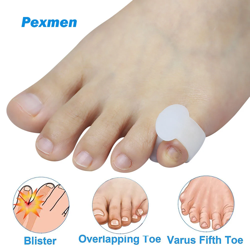 Pexmen 2/4Pcs Gel Toe Separator Pinky Toe Spacers Bunion Cushions Pads for Prevent Rubbing & Relieve Pressure for Men and Women