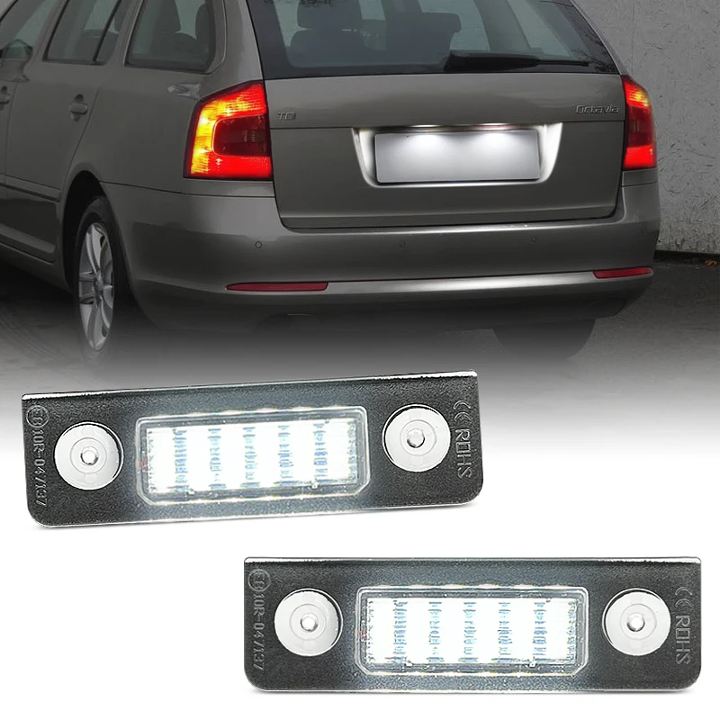 

2Pcs For Skoda Octavia MK2 Roomster 5J 2006-2010 White LED Number License Plate Light Replace OEM 1Z0943021
