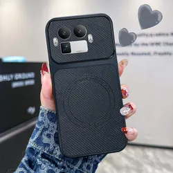 Ultra - Thin PU Leather Magnetic Anti - Drop Case with Wireless Charging Compatibility for Realme 15 Pro (Carbon fiber grain)