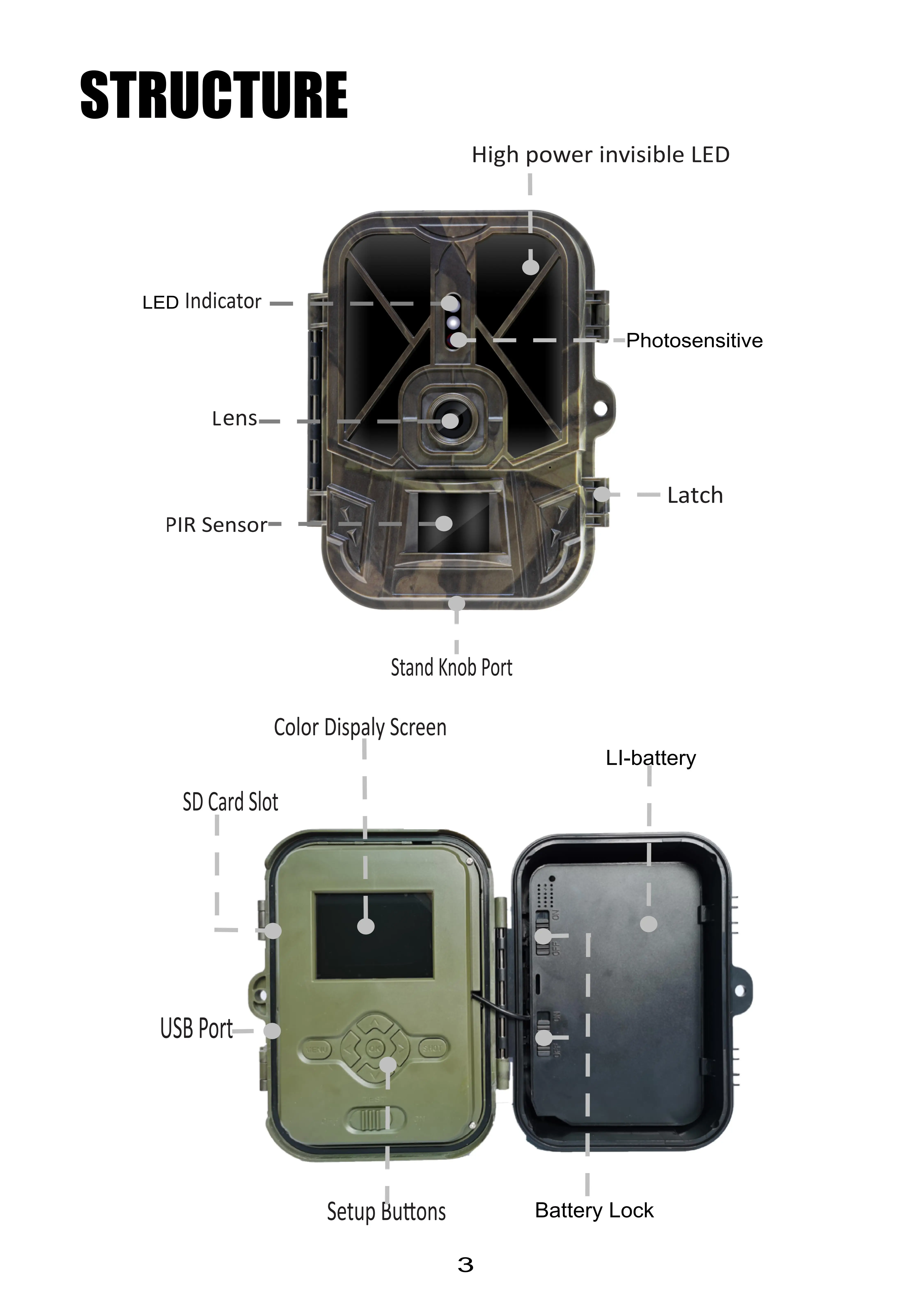 Description Picture 5 of itemSuntekCam Wildlife Trail Cameras 50MP 4K IP65 Hunting Camera HC940A 10*AA Battery Night Vision Photo Traps Wireless Surveillance