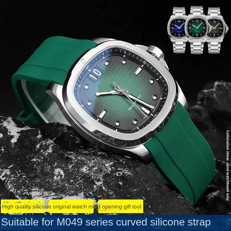 

Curved Waterproof Silicone Watch Strap For Mido New Multifort TV Series M049.526 Rubber Watch Band 22mm Men's Soft Bracelet